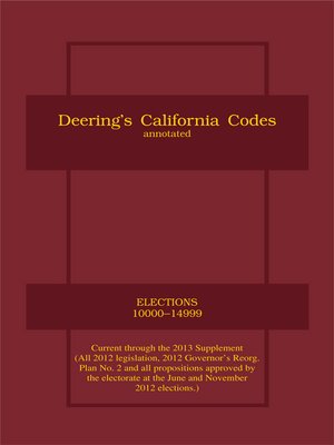 cover image of Deering's California Elections Code